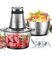 KOIOS Food Processor, 500W Electric Food Chopper with 2 Bowls (8 Cup+8 Cup) &amp; 2 Bi-Level Blades&amp;,...