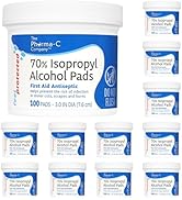 The Pharma-C Company - 70% Isopropyl Alcohol Pads [12-100ct jars]. First Aid - Bulk Antiseptic Wi...