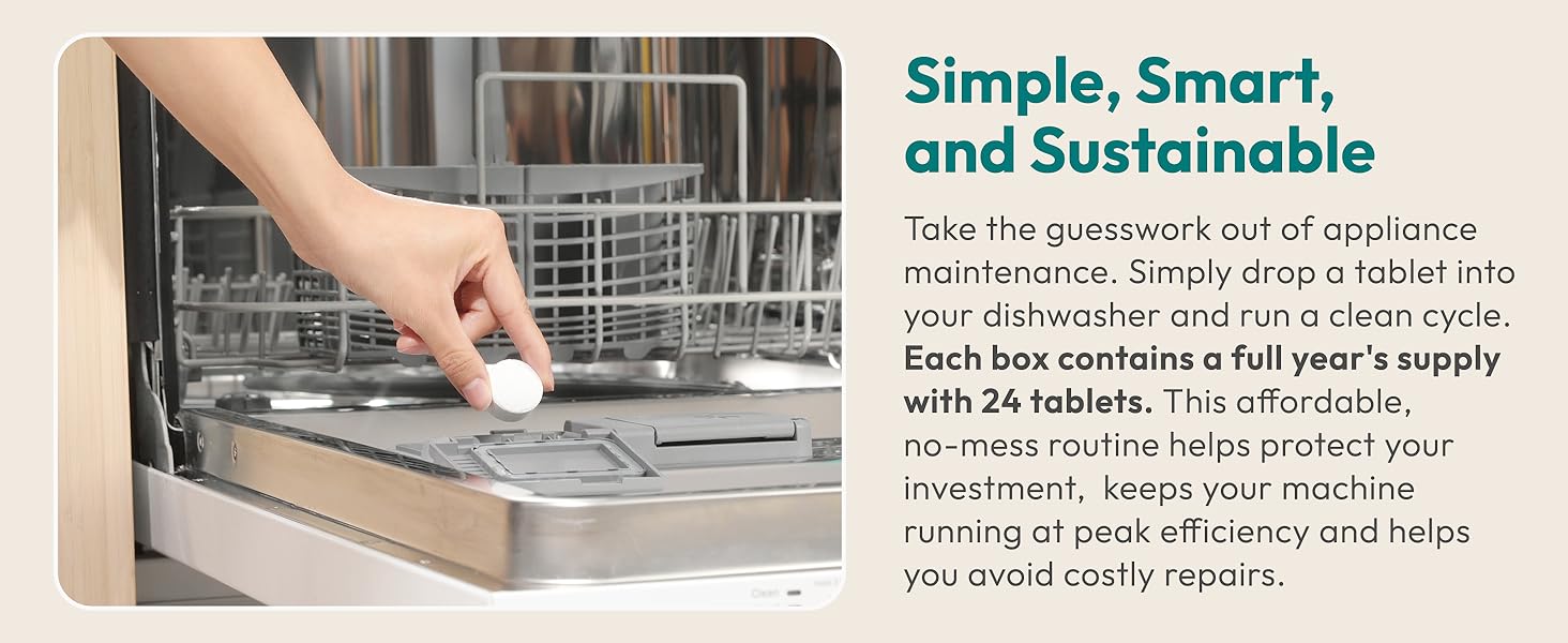 1 year supply of dishwasher machine cleaner tablets.