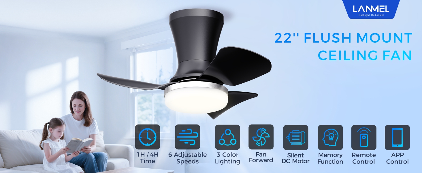 low profile modern ceiling fans with lights remote flush mount white black