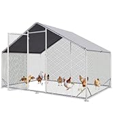 Aoxun Metal Chicken Coop, Outdoor Chicken Runs for Yard with Cover, Spire Roof Hen House Enclosur...