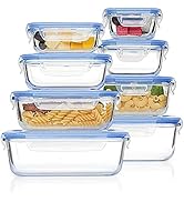 Vtopmart 8 Pack Glass Food Storage Containers with Airtight Lids, Glass Meal Prep Containers, Lun...