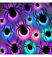 DIYASY 36 Pcs Halloween Lighted Spider Wall Decor, 3D Light up Spider | Glow in the Dark Spider S...