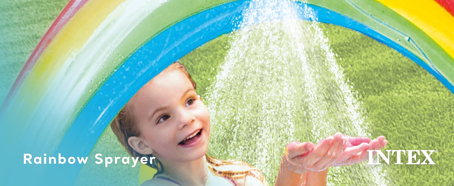 Intex 9.75 x 6.3 Foot Rainbow Slide Inflatable Pool and Water Slide Ring Center