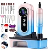 Professional Electric Nail Drill Kits 45000RPM Gradient Blue Portable Cordless 3-in-1 Nail File M...