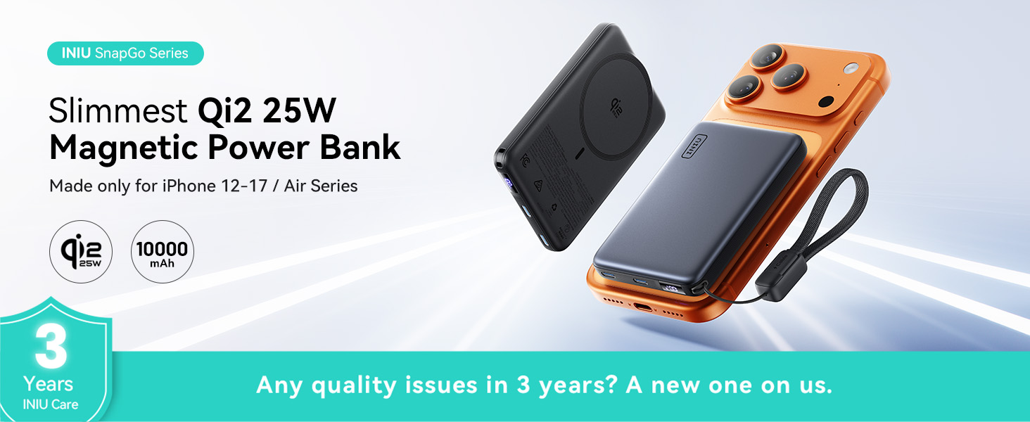 slimmest Qi2 25W magnetic power bank