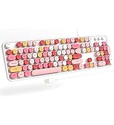 Atelus Computer Keyboard Wired, Plug Play USB Keyboard with Large Number Pad, Caps Indicators, Fo...