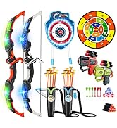 VATOS 2 Pack Bow and Arrow Toy with LED Light - 4 in 1 Archery &amp; Dart Game Set with 20 Suction Cu...