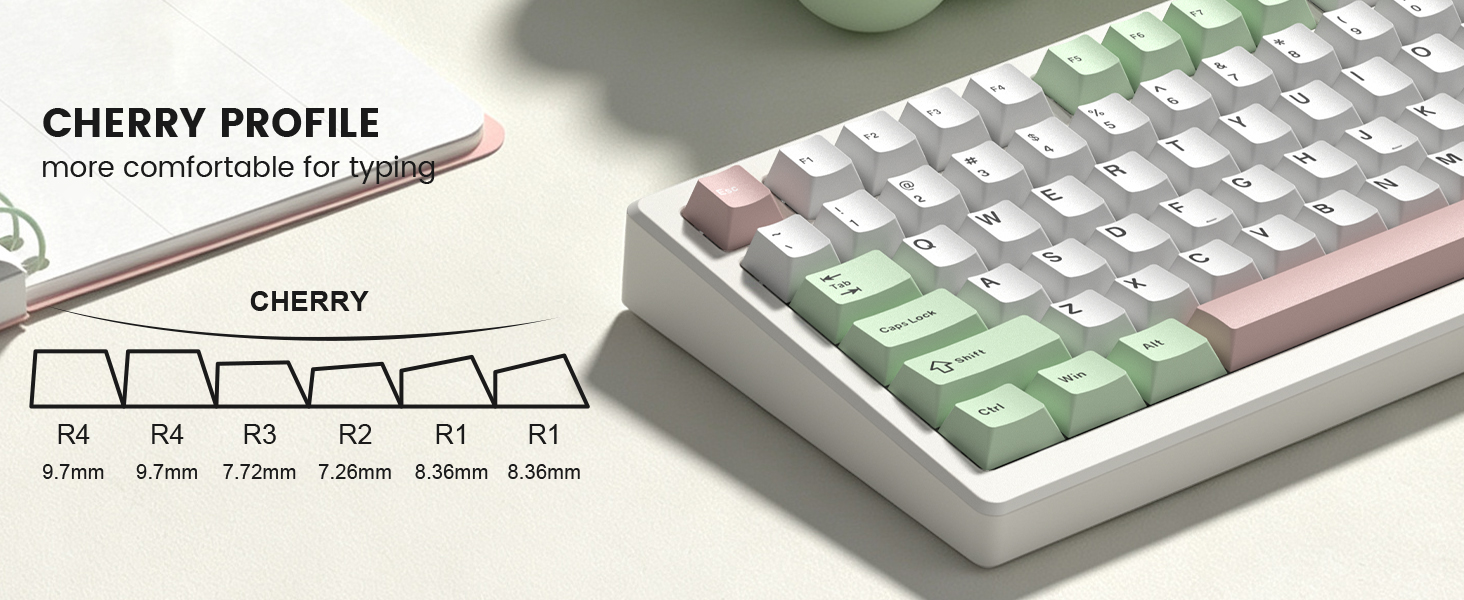 Double Shot PBT keycaps Set, Cherry Profile Keyboard Keycaps,Pastel key caps full size,Custom keycap