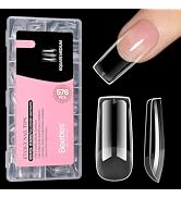 Beetles Nail Tips Medium Square Etch-X Nail Tips,12 Sizes 576Pcs Pre Shaped Soft Acrylic Nail Tip...