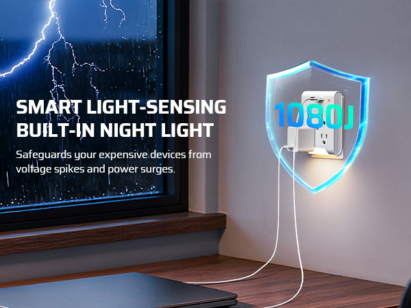 DEWENWILS 1080-Joule Advanced Surge Protection Safeguards your expensive devices