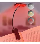 Finezeal 630nm Red Book Light - Zero Blue Light, Rechargeable Clip On Red Reading Light for Readi...