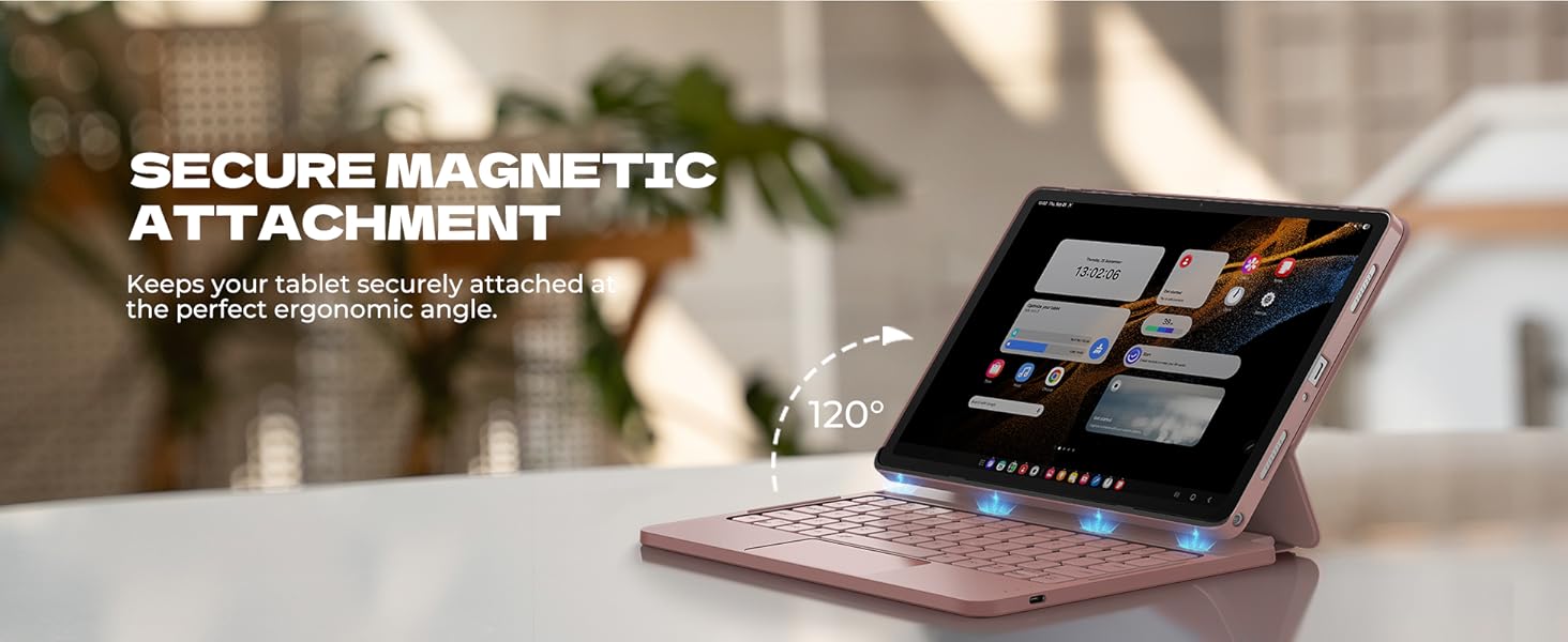 Laptop-like Typing Multi-touch Trackpad Backlit Stylus Holder for Galaxy Tab A9+ Plus (2023)