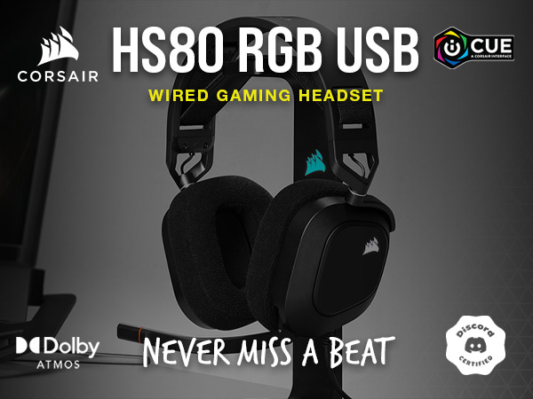 Wired Gaming Headset, Dolby Audio headset, HS80 RGB USB