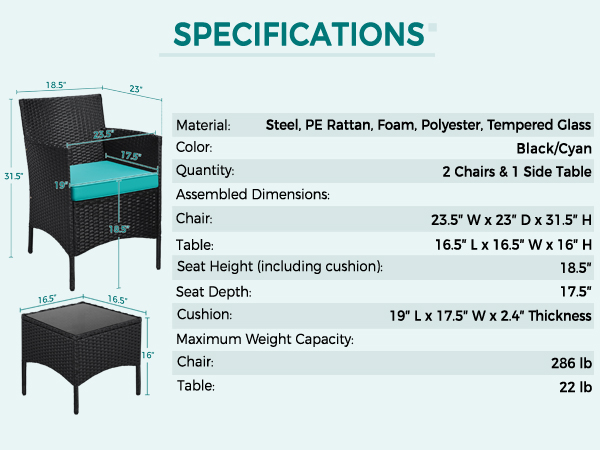 3-Piece Rattan Furniture Set
