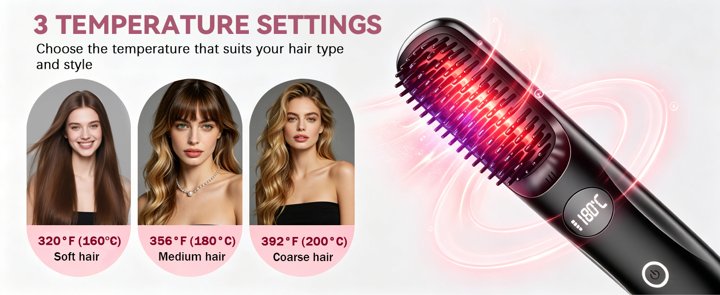 3 TEMPERATURE SETTINGS Choose the temperature that suits your hair typeand style
