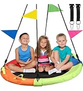 Tree Swing, Saucer Swing, 48 inch 900lbs Weight Capacity, with Adjustable Hanging Straps, for Bac...