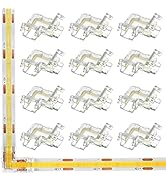 RGBZONE 12Pcs 2Pin L-Shaped COB LED Connectors 8mm Strip to Strip Solderless Corner Connector for...