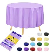 Hereisa Brand Round Lavender Plastic 84" Disposable Tablecloth (3 Pack), Party &amp; Event Decorative...