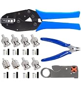 mxuteuk Coaxial Cable Tool Set With 1PCS Heavy Duty Ratchet Crimp Tool 1PCS Coaxial Wire Stripper...