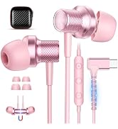 YUUOUUY USB C Headphones for iPhone 18 Pro Max 17 16 15/iPad Air 8 7 Pink | Right Angle Type-C in...
