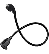 SPARKING Flat Plug Short Power Extension Cord 1.5FT - Low Profile AC Flat Wall Head Short Black G...