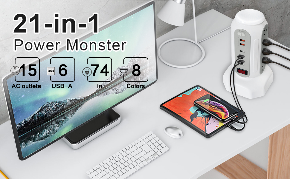 plug in power strip tower with usb