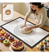 Non-stick Pastry Mat, Silicone Baking Mat with Measurement, Extra Large Silicone Mat for Baking C...