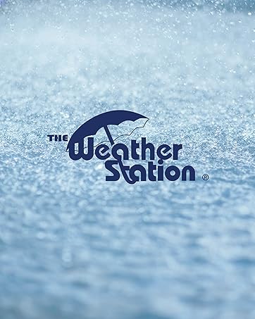 weather station logo with rain in background