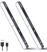 Ferswe Under Cabinet Lights Rechargeable, Battery Level Display, 60 LED Motion Sensor Cabinet Lig...