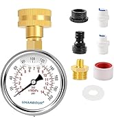 Water Pressure Gauge Kit Including Adaptors, UHARBOUR 2"Glycerin Filled Water Pressure Test Gauge...