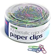 Officemate PVC-Free Assorted Color Coated Paper Clips, #2 Size Clips, 600 per Tub (97225)