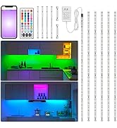 RGBW Under Cabinet Lighting Kit with App and Remote Control 6 PCS LED Strip Lights for Kitchen Ca...