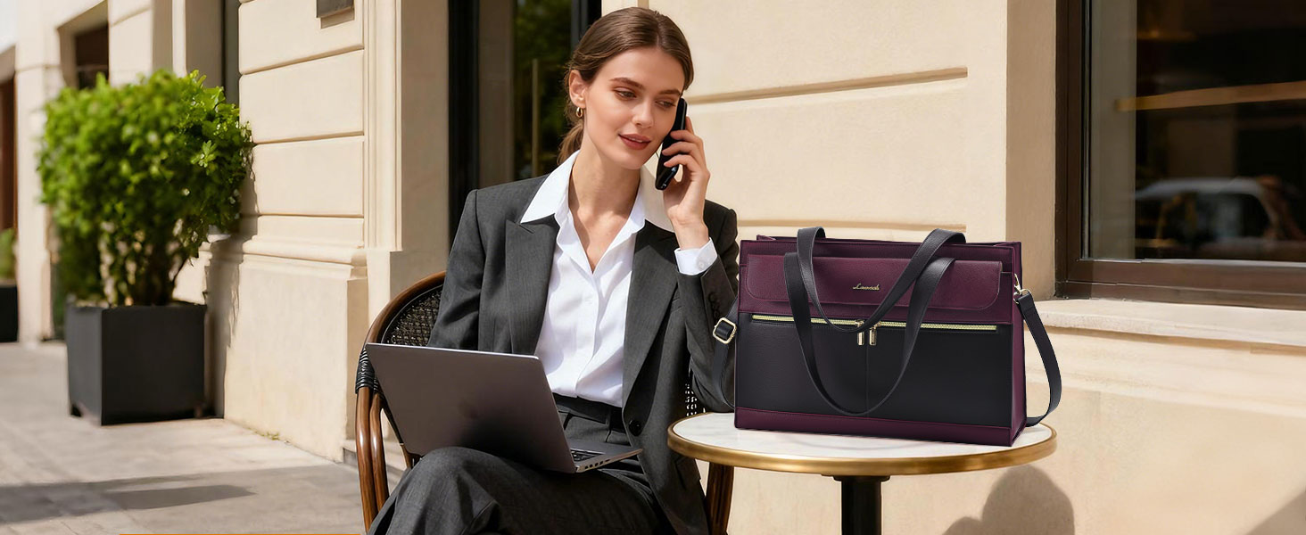 Professional work tote bag fits laptop and office essentials, perfect for business and commuting