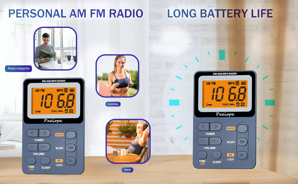 personal am fm radio with long battery life
