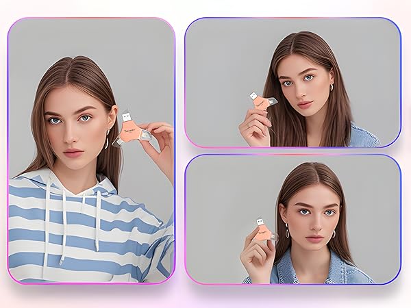 USB 3.0 Flash Drive for iPhone 256GB: MFi Certified 3in1 External Memory Photo Keeper Storage Stick