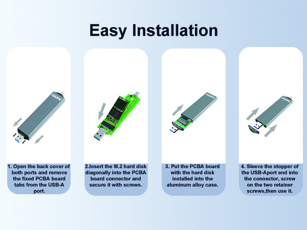 M.2 SSD Enclosure for NVME &amp; SATA, USB A to USB C M.2 SSD Enclosure