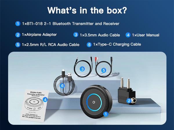 Bluetooth Transmitter Receiver for TV Airplane Home Stereo Wireless Adapter Low Latency Dual Link