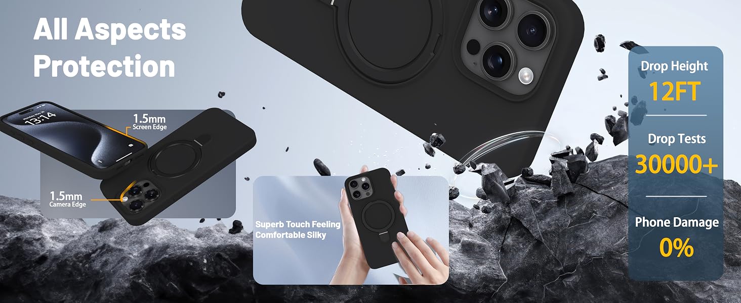Liquid Silicone Material Horizontal vertical dual mode magnet stand ring grip in one
