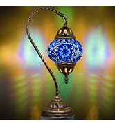 Marrakech Stained Glass Lamp Turkish Moroccan Table Lamp with Vintage Style, Handmade Tiffany Lam...