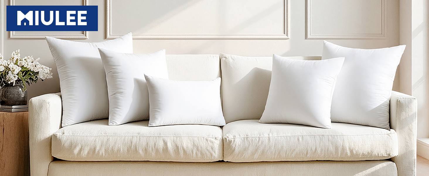 MIULEE Pillow Inserts,100% Virgin Microfiber with Cotton Cover Throw Pillows for Couch Sofa and Bed