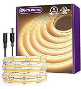 HitLights COB LED Strip Lights Warm White,16.4ft Premium High Density Tape Light 3000K, 24V DC, 2...