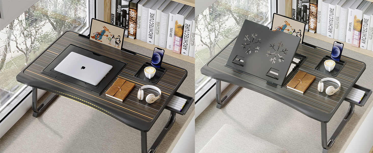 Laptop Desk for Bed, Adjustable Laptop Stand with 6 Different Angles