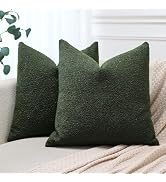 OTOSTAR Pack of 2 Textured Boucle Throw Pillow Covers 18x18 Inch Green Accent Solid Pillowcases F...