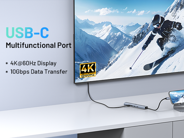 10Gbps USB C Hub with 4K@60Hz Video Display