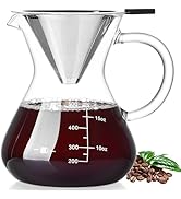 Unbreakable - Pour Over Coffee Maker with Double Stainless Filter 17oz, Thickened Heat-Resistant ...