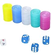 GUSTARIA Plastic Colored Mahjong Scoring Coins, 100pcs Chips for Mahjong Games, 5 Colors(Red, Yel...