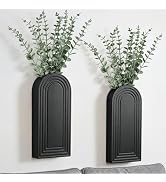 HOMEBROS Wooden Vase wall Mount, Black, 2 Pcs