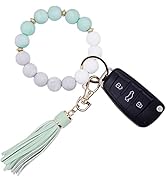BIHRTC Key Ring Bracelet Car Keychain Holder Wristlet Silicone Women Beaded Bangle Chains