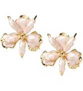 RINHOO Statement Flower Earrings for Women - Oversized 3D Enamel Floral Studs Earrings, Tropical ...